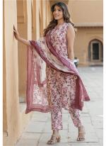 Rayon Pink Casual Wear Printed Readymade Kurti Set